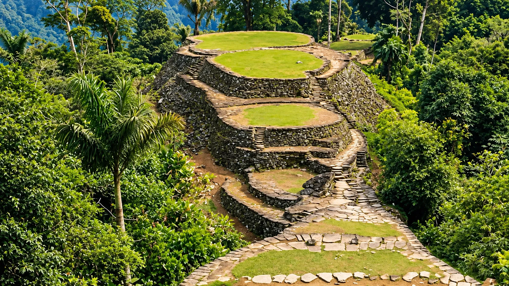 Terrazas arqueológicas de Ciudad Perdida en la Sierra Nevada de Santa Marta